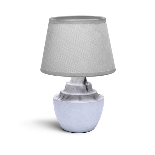 Keramisk bordlampe E14, 16cm - Grå skjerm & Hvit base