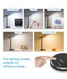 LED bordlampe - Sort, 8W, 6000K-3000K, Berøringsfri trinnløs dimming, USB-ladestikk