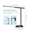 LED bordlampe - Sort, 8W, 6000K-3000K, Berøringsfri trinnløs dimming, USB-ladestikk