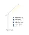 LED Bordlampe - Hvit, 8W, 6000K-3000K, Berøringsfri Trinnløs Dimming, USB Ladekontakt