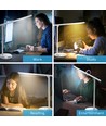 LED Bordlampe - Hvit, 8W, 6000K-3000K, Berøringsfri Trinnløs Dimming, USB Ladekontakt