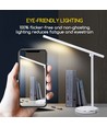 LED Bordlampe - Hvit, 8W, 6000K-3000K, Berøringsfri Trinnløs Dimming, USB Ladekontakt