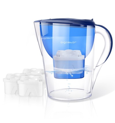 Vannkanne med filter 3,5L - Blå, timer for filter