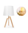 Trebordlampe E27 - 20 - Hvit Lampeskjerm & Brun Fot