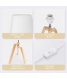 Trebordlampe E27 - 20 - Hvit Lampeskjerm & Brun Fot