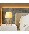 Trebordlampe E27 - 20 - Hvit Lampeskjerm & Brun Fot