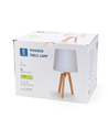 Trebordlampe E27 - 20 - Hvit Lampeskjerm & Brun Fot