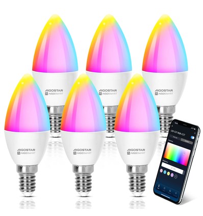 Smart LED-pære WB C37 E14 6,5W RGB+CCT - 6 stk