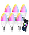 Smart LED-pære WB C37 E14 6,5W RGB+CCT - 6 stk