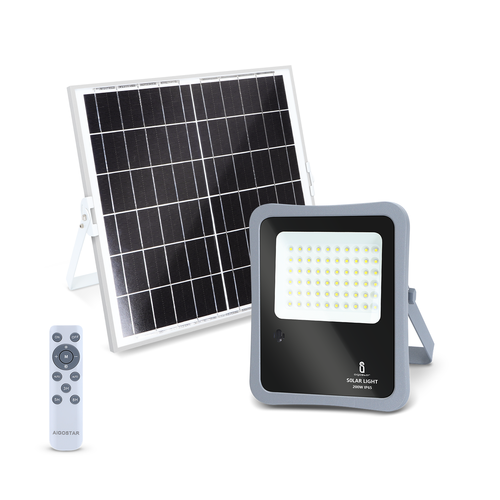 LED-projektør med solcellepanel - 200W, 6500K