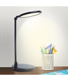 LED bordlampe - Sort, 8W, 3000K-6500K, touch-demping, USB-ladestikk & minnefunksjon