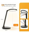 LED bordlampe - Sort, 8W, 3000K-6500K, touch-demping, USB-ladestikk & minnefunksjon