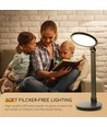 LED bordlampe - Sort, 8W, 3000K-6500K, touch-demping, USB-ladestikk & minnefunksjon