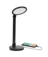 LED bordlampe - Sort, 8W, 3000K-6500K, touch-demping, USB-ladestikk & minnefunksjon