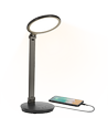 LED bordlampe - Sort, 8W, 3000K-6500K, touch-demping, USB-ladestikk & minnefunksjon