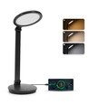 LED bordlampe - Sort, 8W, 3000K-6500K, touch-demping, USB-ladestikk & minnefunksjon