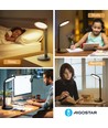 LED bordlampe - Sort, 8W, 3000K-6500K, touch-demping, USB-ladestikk & minnefunksjon
