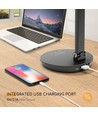 LED bordlampe - Sort, 8W, 3000K-6500K, touch-demping, USB-ladestikk & minnefunksjon