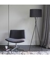 Svart Metall Gulvlampe E27 med Svart Lampeskjerm og Fot