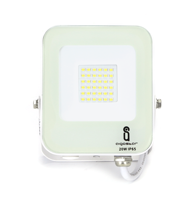 Outlet: Hvit LED-projektør, 20W, 6500K, Støpt aluminium