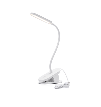 LED Klemmelampe - Hvit med Stikk