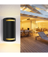 Vegglampe B-06 IP54 GU10 Dobbel - Sort - Rund (Pære Ikke Inkludert)