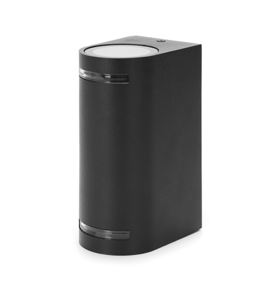 Vegglampe B-06 IP54 GU10 Dobbel - Sort - Rund (Pære Ikke Inkludert)