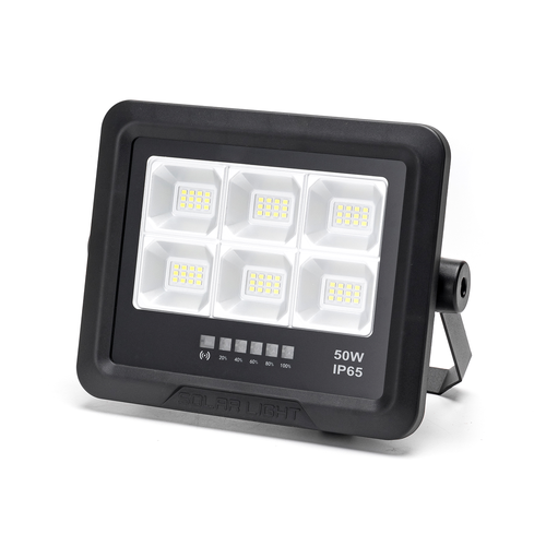 Solpanel LED lyskaster - Delt, 50W, 500lm, 6500K, 2m kabel