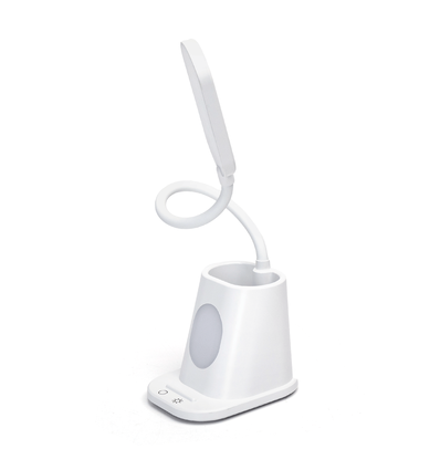 LED Skrivebordslampe med Pennholder, Hvit - Tilkoblingstype