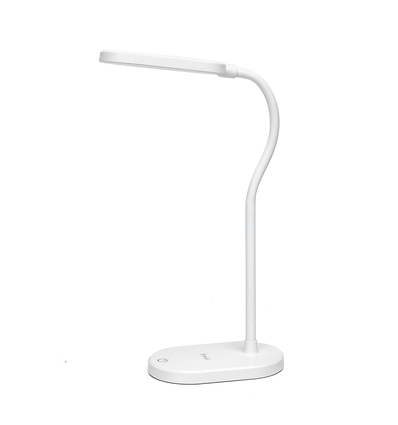 LED-skrivebordslampe med trådløs lader, stikktype - hvit