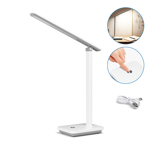 LED Avtakbar Skrivebordslampe med Stikk - Hvit/Grå