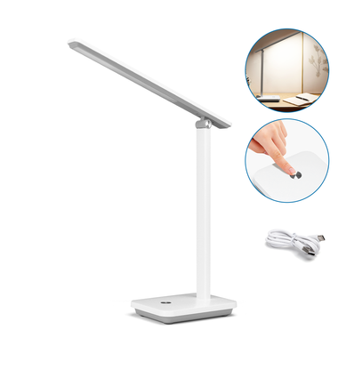 LED Avtakbar Skrivebordslampe med Stikk - Hvit/Grå