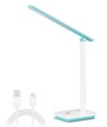 Oppladbar LED skrivebordslampe - Bærbar, hvit med grønn detalj