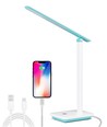 Oppladbar LED skrivebordslampe - Bærbar, hvit med grønn detalj