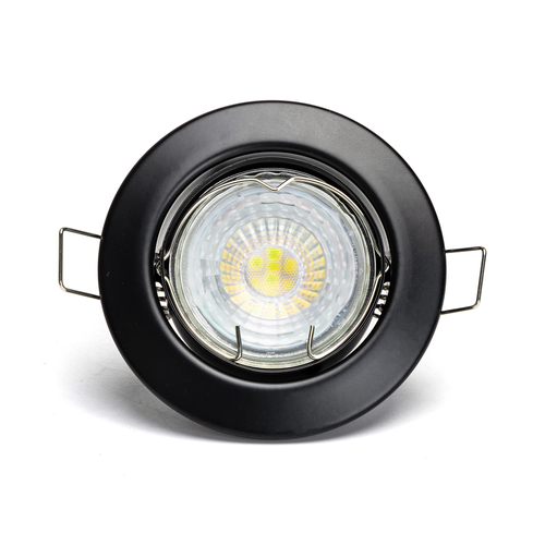 LED Justerbar Vinkel Innfelt GU10 Spotlight - Sort, Rund, 4,5W, 4000K - Utskjæringsstørrelse 65mm - Vindu Eske, 3 Stk