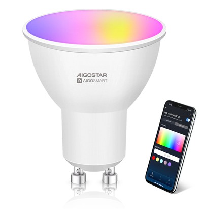 Bluetooth Mesh Smart LED-pære GU10 6,5W RGB+CCT - 2-pakke