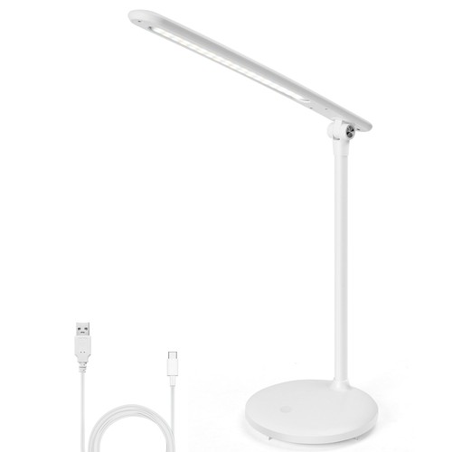 LED skrivebordslampe (rund base) oppladbar type - hvit/online