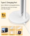 LED skrivebordslampe (rund base) oppladbar type - hvit/online