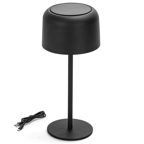 Sol-oppladbar bordlampe - 3,4W 3000K (TouchDemping) IP54 / Sort