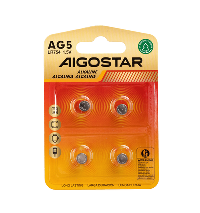 Knappcellebatteri - AG5 LR754 4-pakning 1,5V