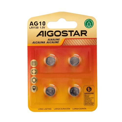 4x Knappecellebatteri - AG10 LR1130 4B 1.5V