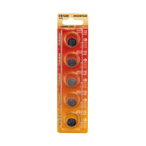 Knappecellebatteri - CR1620 3V - 5 stk