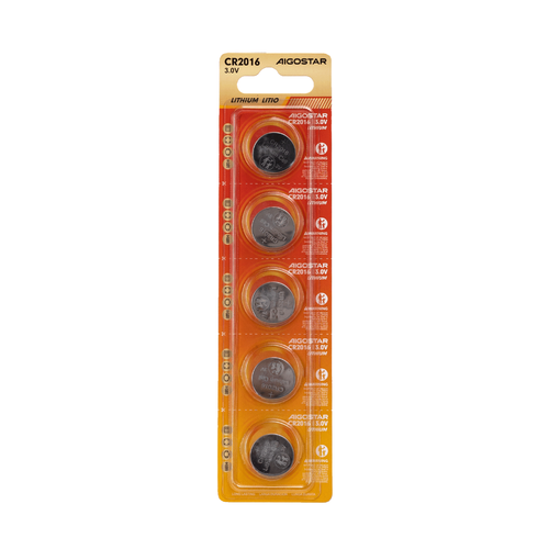 Knappecellebatteri - CR2016 3V - 5 stk