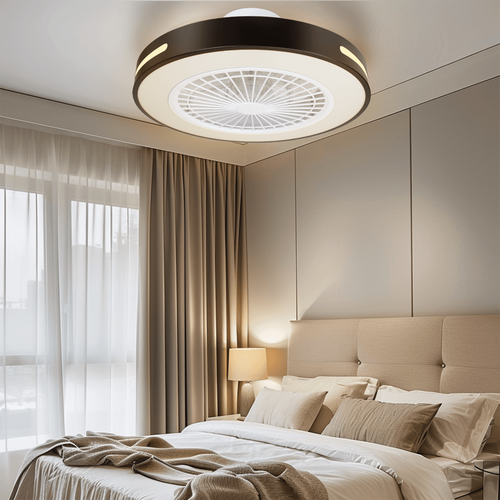 WB SMART LED TAKLAMPE MED VENTILATOR - LYS 55W (DC Motor 15W + LED 40W) CCT/SVART HVIT/INFRARØD FJERNKONTROLL/6 TRINN