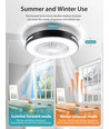WB SMART LED TAKLAMPE MED VENTILATOR - LYS 55W (DC Motor 15W + LED 40W) CCT/SVART HVIT/INFRARØD FJERNKONTROLL/6 TRINN