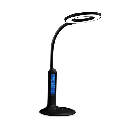 LED Bordlampe Svart 7W - 6500-2700K, Berøringsdimming med Kalenderfunksjon