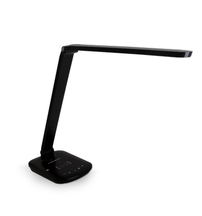 Aigostar Skrivebordslampe LED Dimbart, USB og Trådløs Lading - Leselampe til Bok, Trådløs Lader, Sort