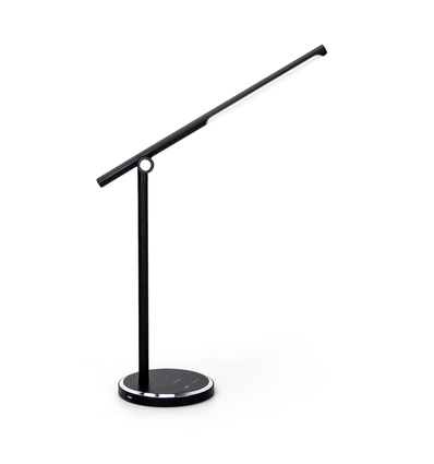 LED bordlampe - Sort, 8W, 6000K-3000K, Berøringsfri trinnløs dimming, USB-ladestikk