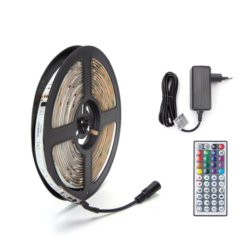 LED RGB LED Strip Lys, 5m, 5050-30, 44-knappers Kontroller