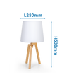 Trebordlampe E27 - 20 - Hvit Lampeskjerm & Brun Fot